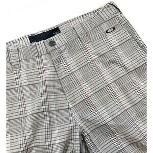 Oakley Plaid Golf Pants Mens 34 Flat Front Chino Stretch Flex Performance Drifit